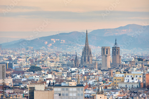 Obraz na płótnie The skyline of Barcelona, Spain w salonie