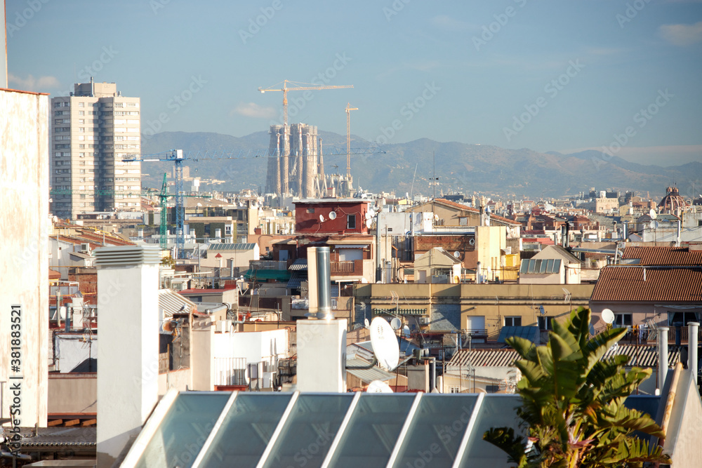 The skyline of Barcelona, Spain