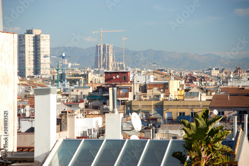 Obraz na płótnie The skyline of Barcelona, Spain w salonie