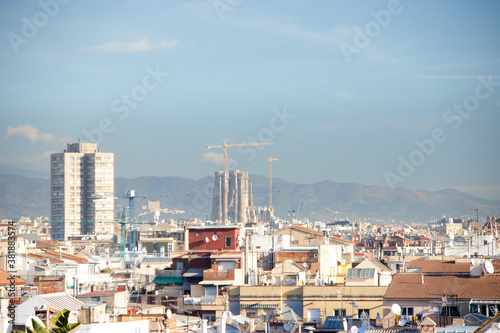 Obraz na płótnie The skyline of Barcelona, Spain w salonie
