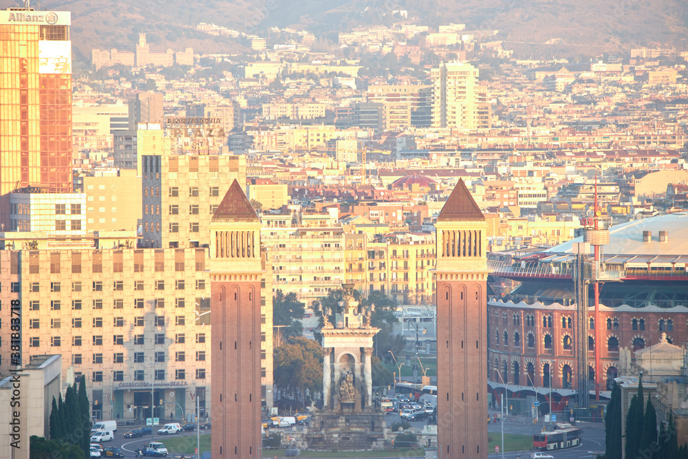The skyline of Barcelona, Spain