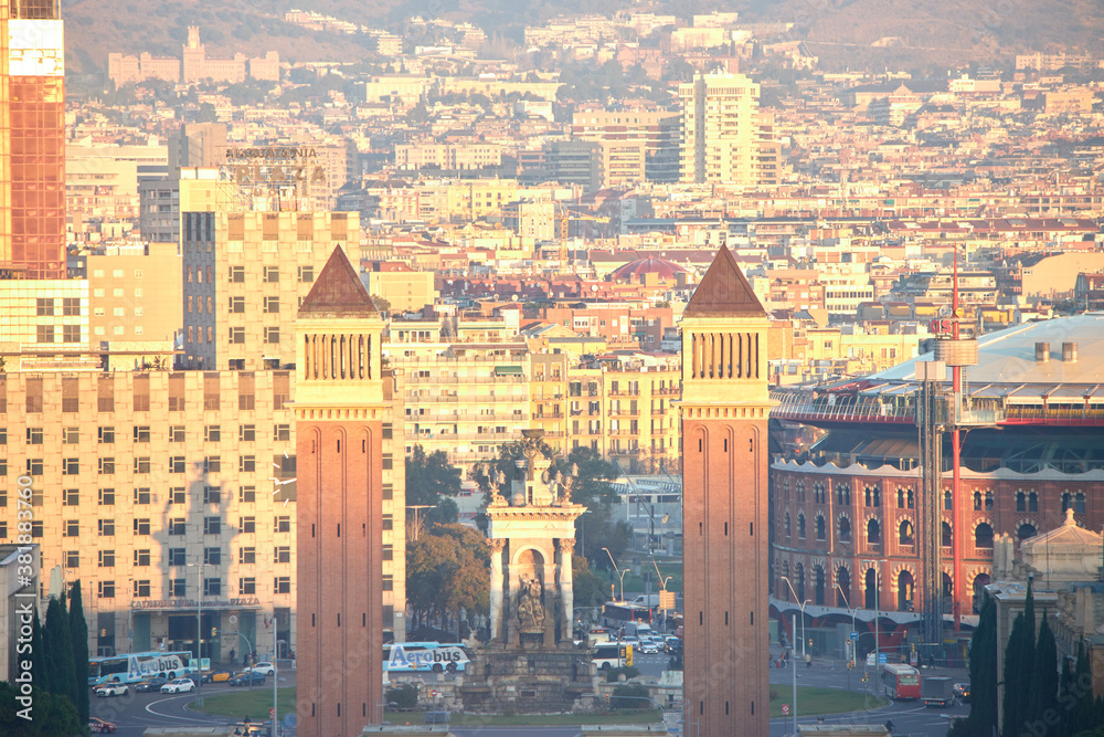 The skyline of Barcelona, Spain