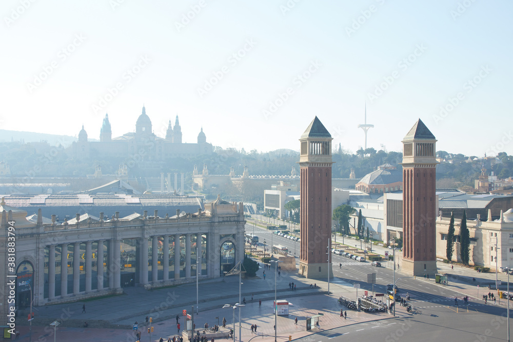 The skyline of Barcelona, Spain