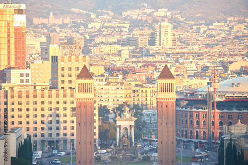 The skyline of Barcelona, Spain