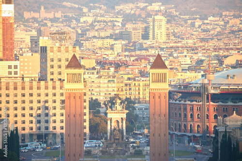 Obraz na płótnie The skyline of Barcelona, Spain w salonie