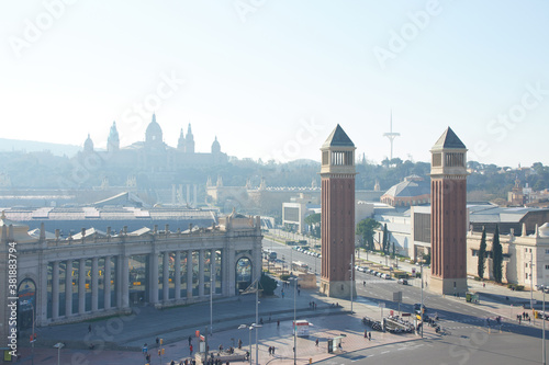 Obraz na płótnie The skyline of Barcelona, Spain w salonie