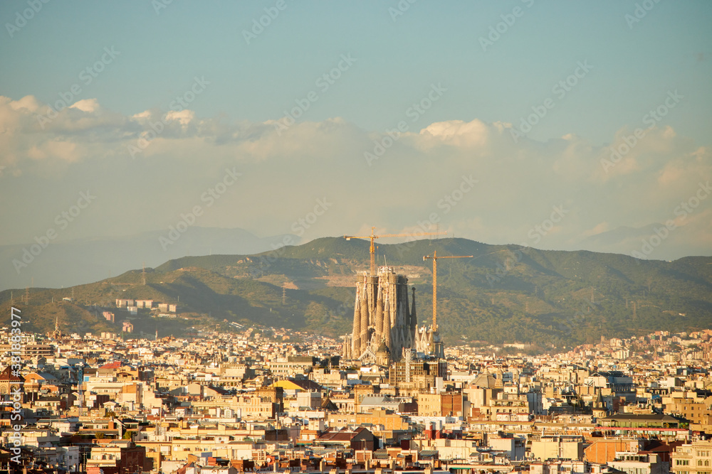 The skyline of Barcelona, Spain