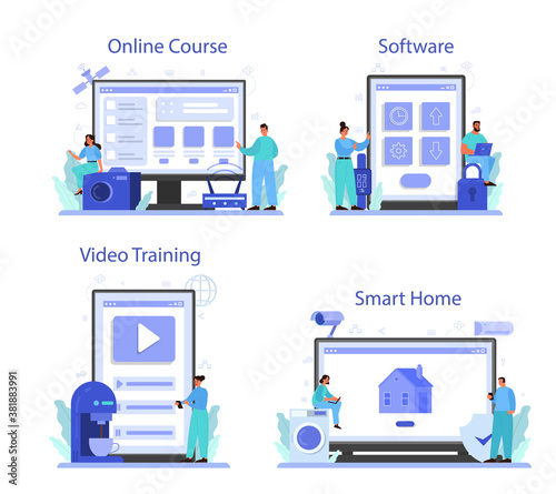 Internet of things online service or platform set. Idea of cloud, technology