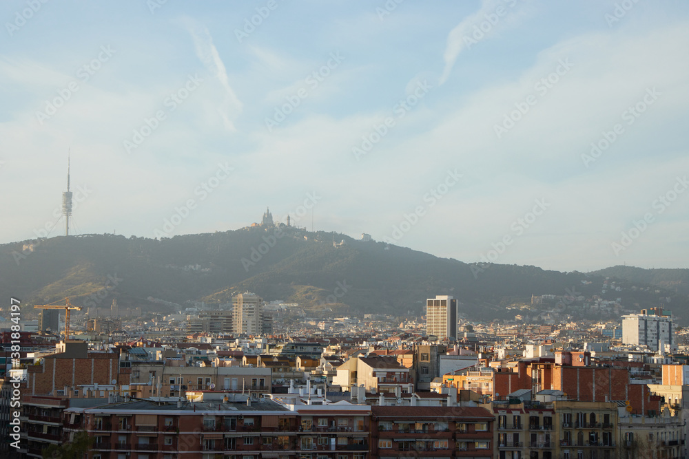 The skyline of Barcelona, Spain