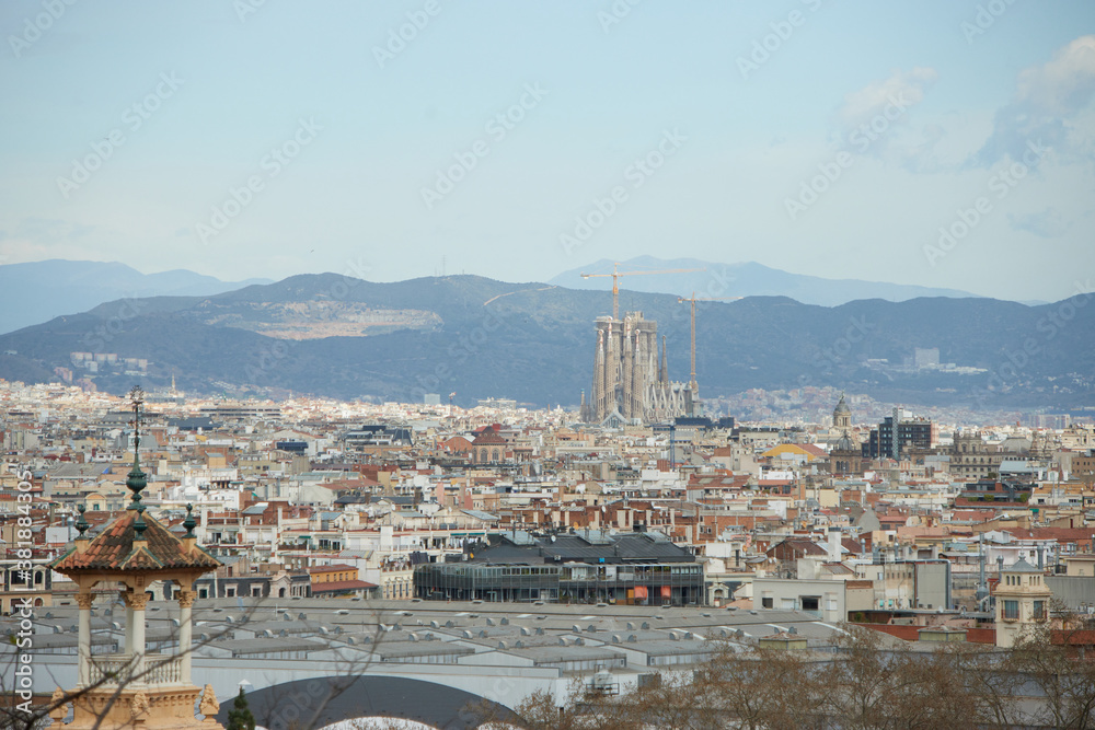 The skyline of Barcelona, Spain
