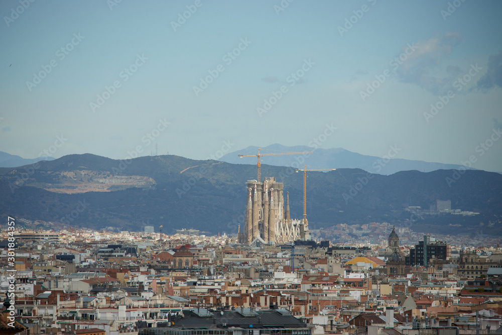 The skyline of Barcelona, Spain