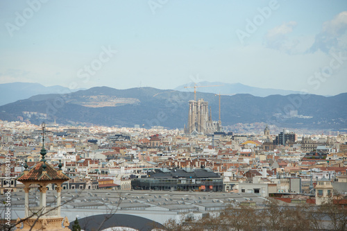 Obraz na płótnie The skyline of Barcelona, Spain w salonie