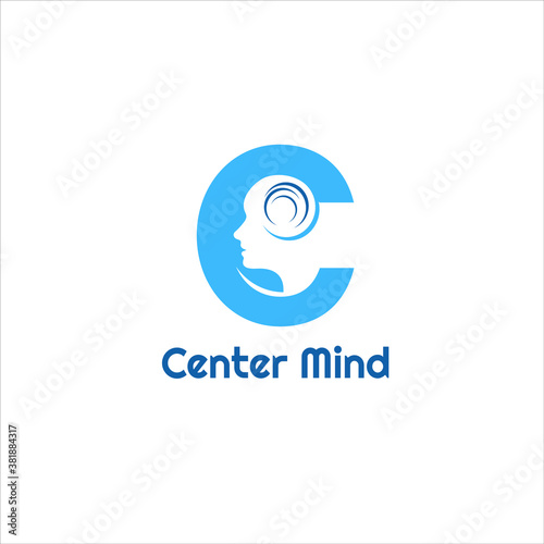 simple letter C logo with negative head design mind. psychology symbol or sign element template pattern