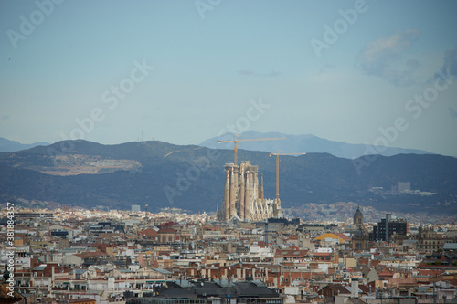 Obraz na płótnie The skyline of Barcelona, Spain w salonie