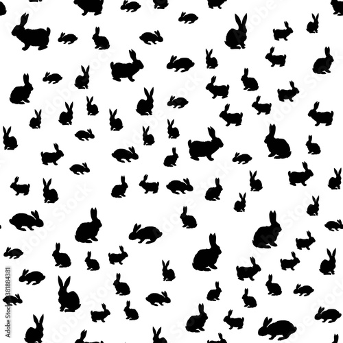 Hare silhouette seamless pattern. Rabbit meat meat. Background for craft food packaging or butcher shop design. Vector illustration
