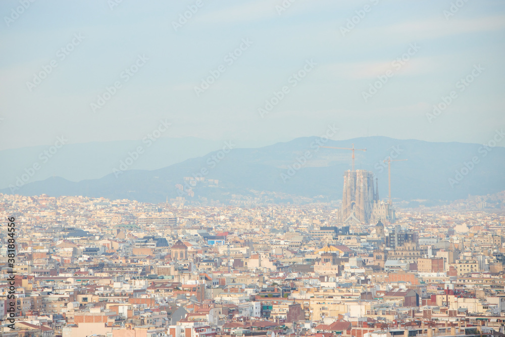 The skyline of Barcelona, Spain