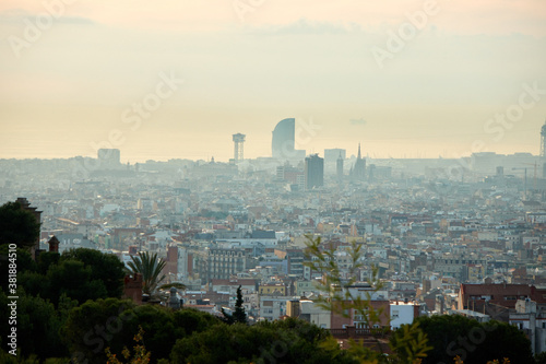 Obraz na płótnie The skyline of Barcelona, Spain w salonie