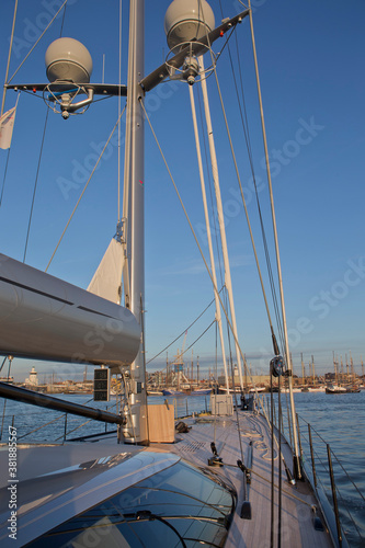 Entering the Port of Harlingen Friesland. Harbour. Sailing at Nortsea. Waddenzee.. Noordzee. Super sailing yacht. Netherlands.