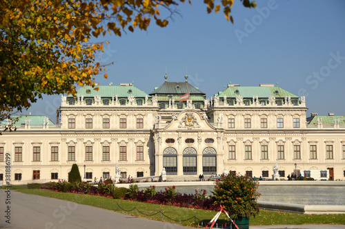 Belvedere Palace in sunny autumn day, Vienna Austria