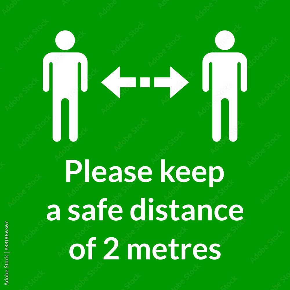 Please Keep a Safe Distance of 2 Metres Square Warning Floor Marking Sticker Icon. Vector Image. Please Keep a Safe Distance of 2 Metres Square Warning Floor Marking Sticker Icon. Vector Image.