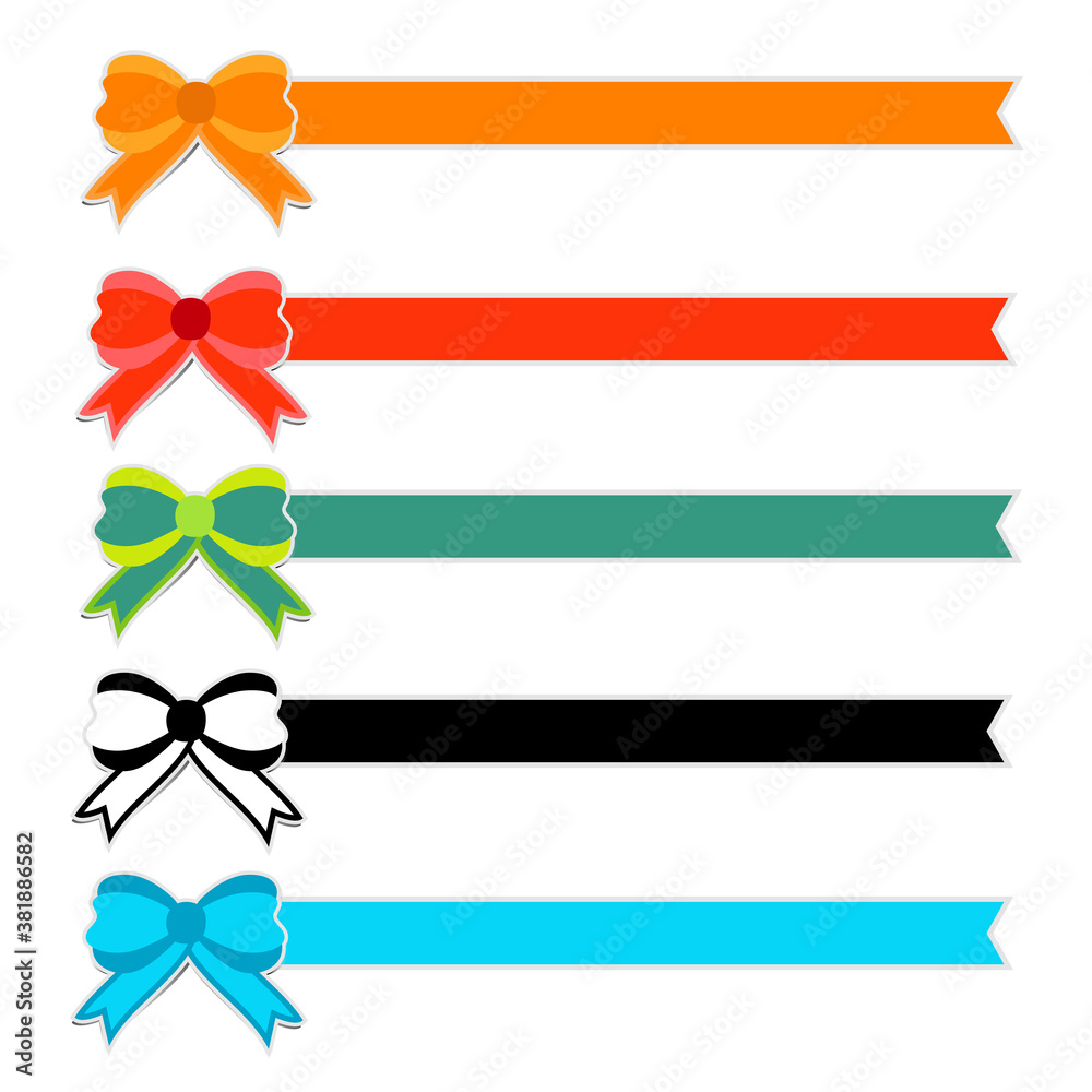 Cute colorful bow with ribbon on white background Cute colorful bow with ribbon on white background