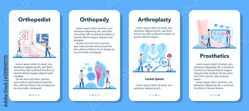 Orthopedics doctor mobile application banner set. Idea of joint