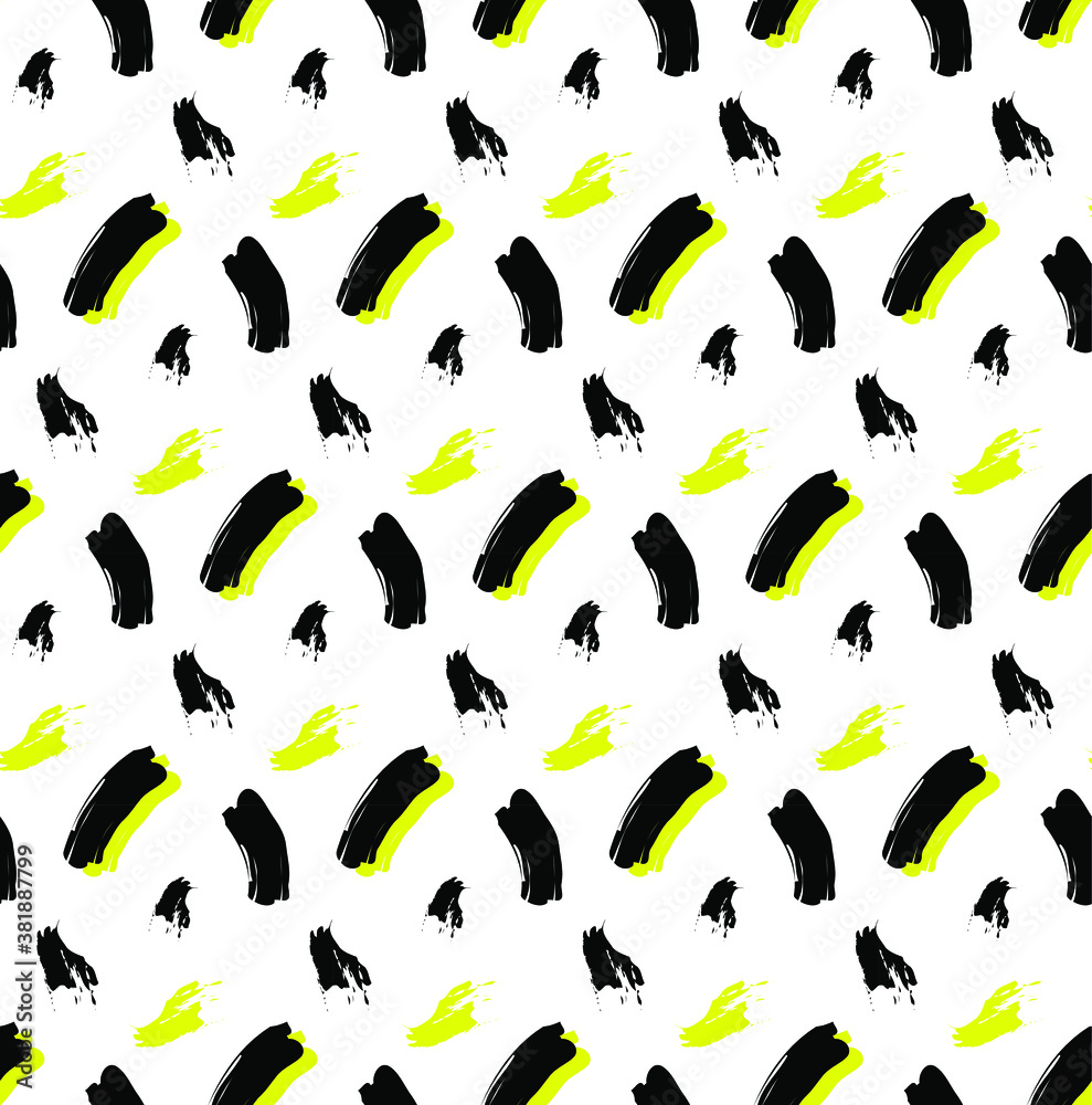 Abstract seamless pattern in yellow and black colors 