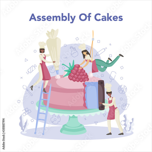 Confectioner. Professional confectioner chef. Sweet baker cooking