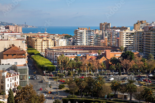 Malaga, Spain: view from Gibralfaro on bullring 