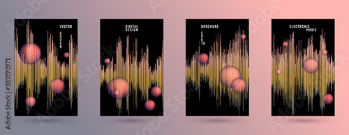 Music banners set with sound wave background.