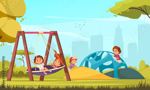 Outdoor Childrens Playground Composition