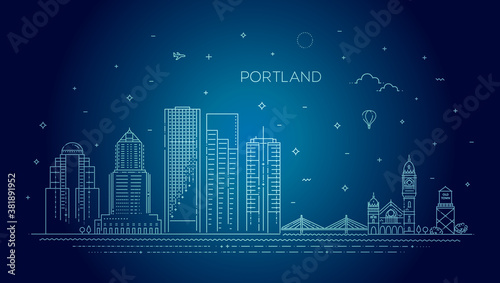 Oregon  Portland line skyline vector illustration