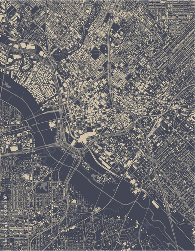 map of the city of Dallas, Texas, USA