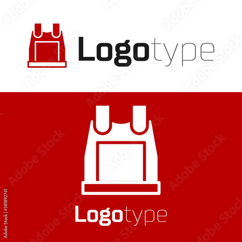 Red Bulletproof vest for protection from bullets icon isolated on white background. Body armor sign. Military clothing. Logo design template element. Vector.