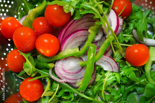 Fresh vegetables on the tray. prepare fresh salad