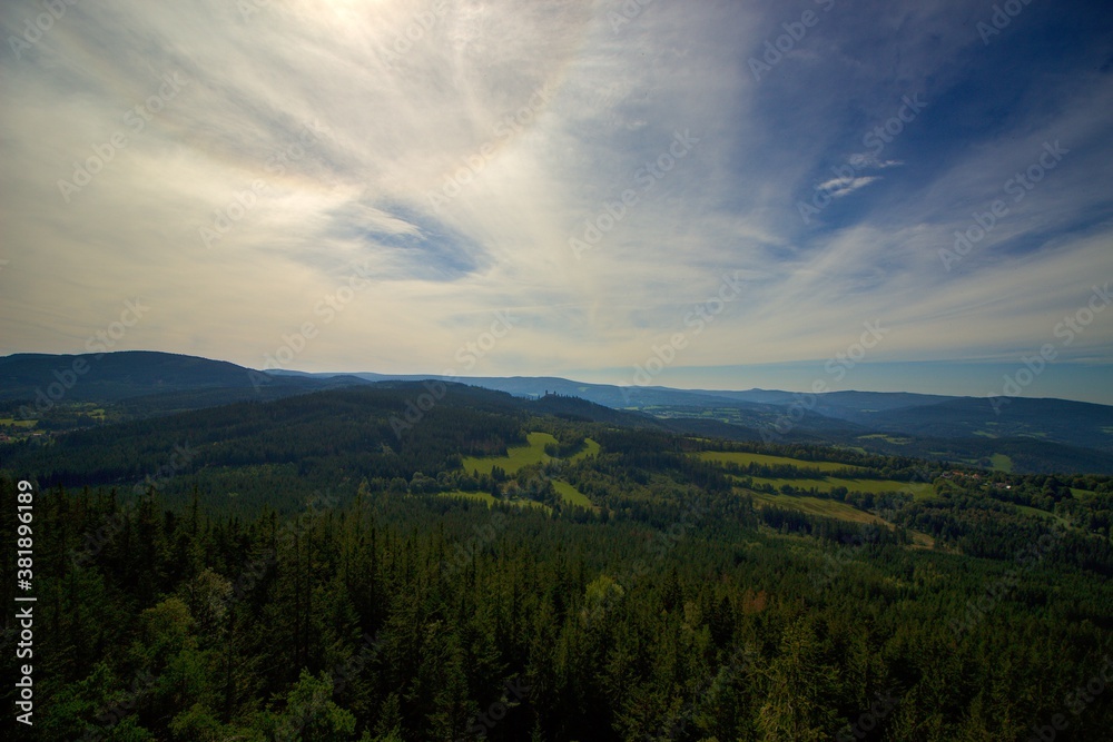 View of the wooded green hills of the Šumava National Park, Czech republic, European union, Middle Europe View of the wooded green hills of the Šumava National Park, Czech republic, European union, Middle Europe
