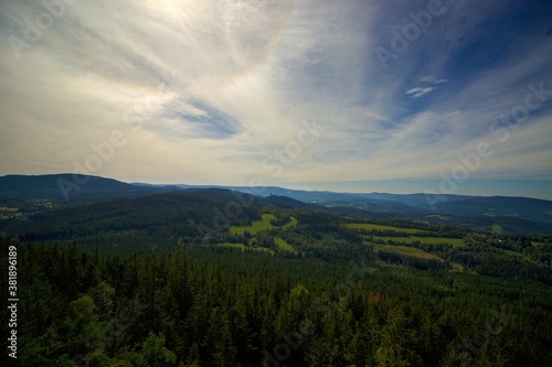 View of the wooded green hills of the Šumava National Park, Czech republic, European union, Middle Europe © Edita