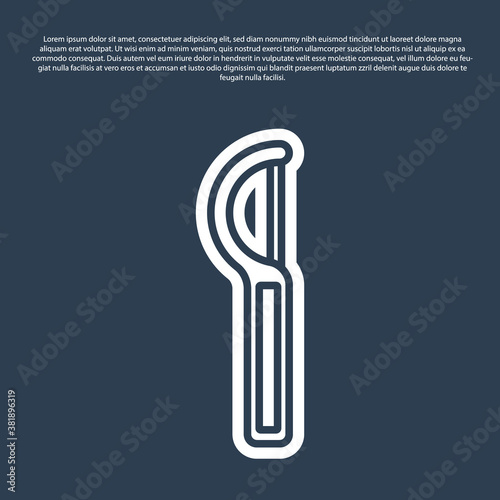 Blue line Dental floss icon isolated on blue background. Vector.