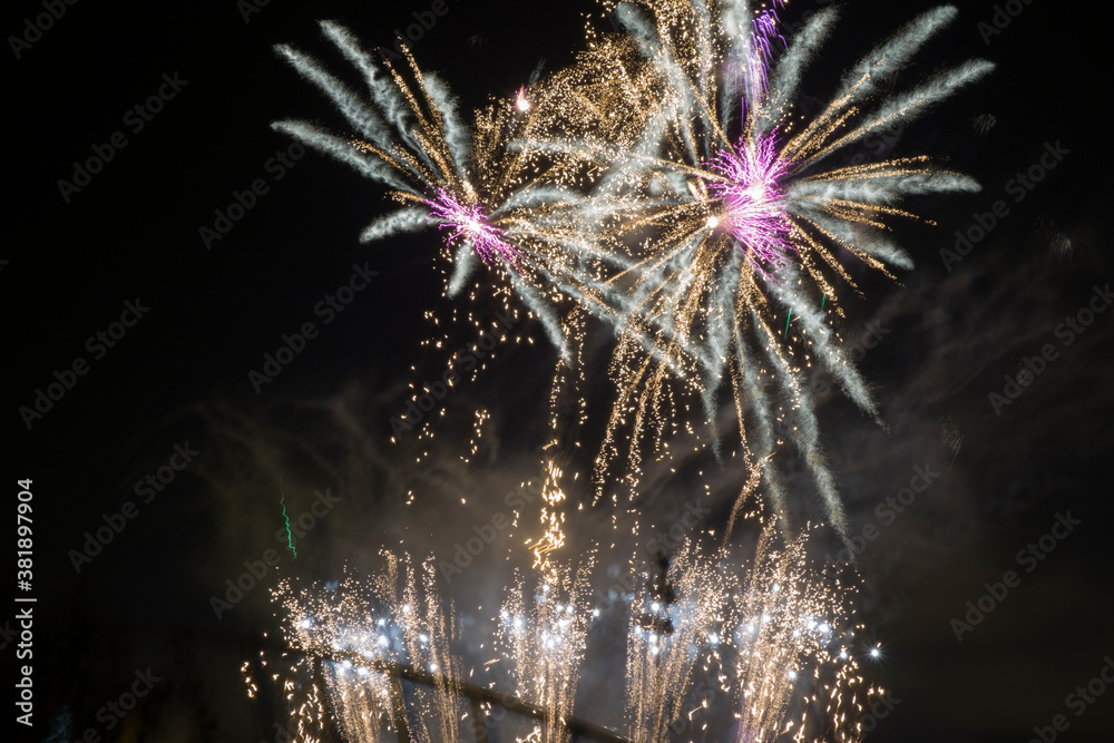 fireworks over black sky in valencia