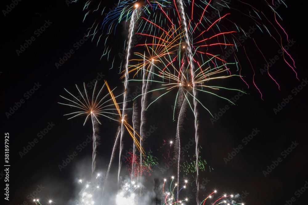 fireworks over black sky in valencia