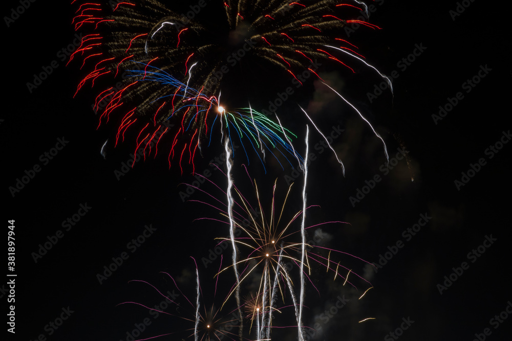 fireworks over black sky in valencia