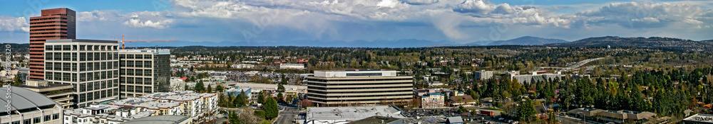 Elevated view Bellevue Washington panorama looking northeast from downtown 2005.