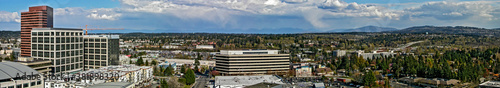 Fotografie Elevated view Bellevue Washington panorama looking northeast from downtown 2005