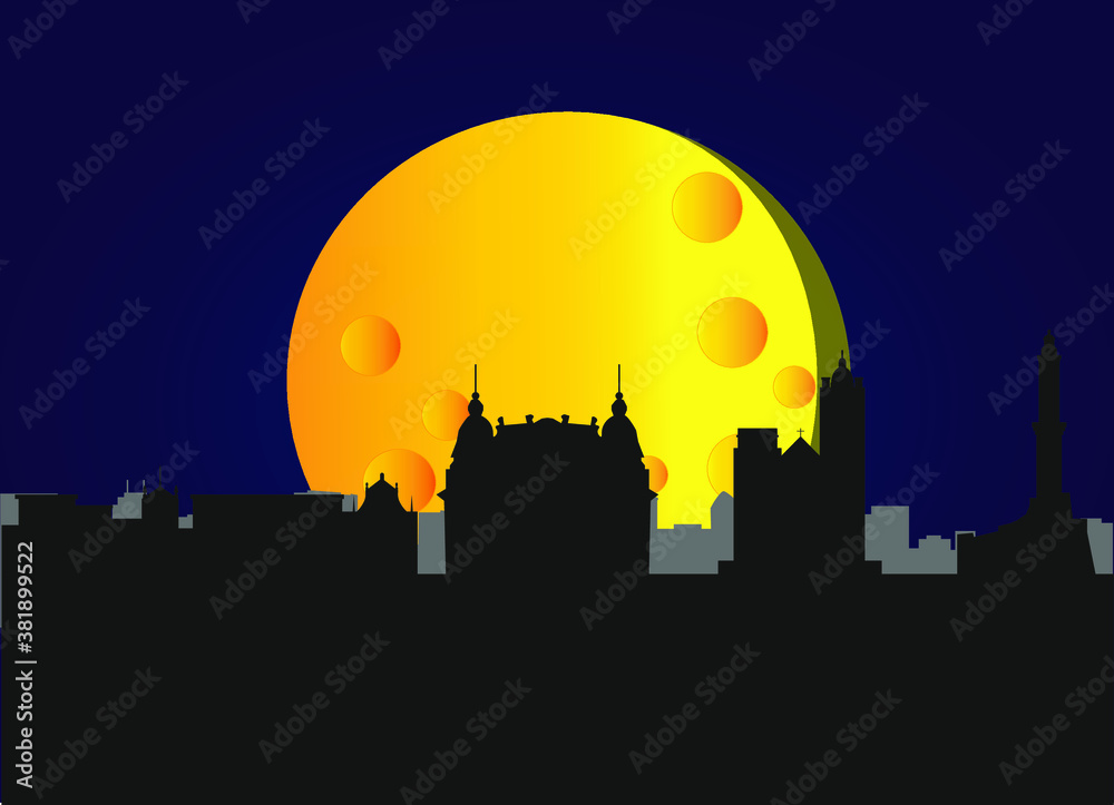 Fototapeta premium genoa city skyline in italy