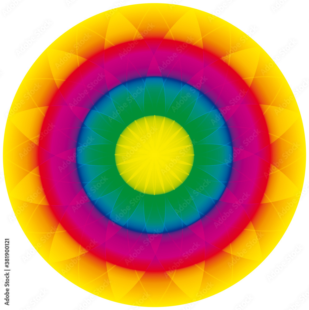 Mandala Cercle d'Energie aux Couleurs Arc en Ciel - Roue Multicolore
