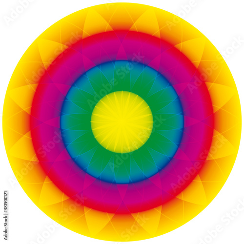 Mandala Cercle d'Energie aux Couleurs Arc en Ciel - Roue Multicolore