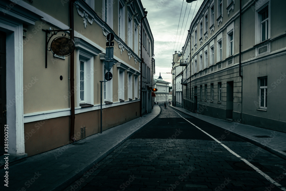 Narrow old street of Vilnius, Lithuania