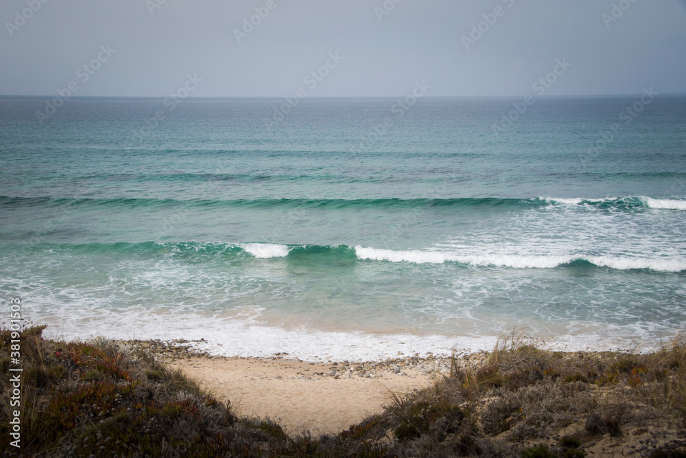 Sea landscape of waves coming ashore