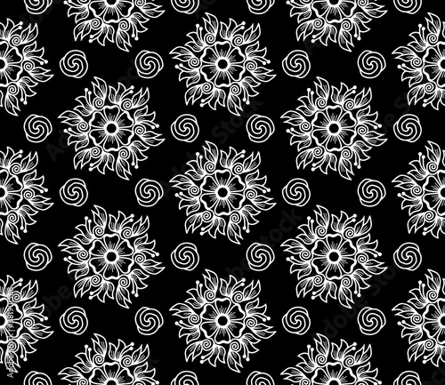 Abstract patterns seamless black and white doodle Sketch