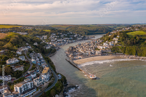 The Coastal Town of Looe in Cornwall UK Seen From The Air